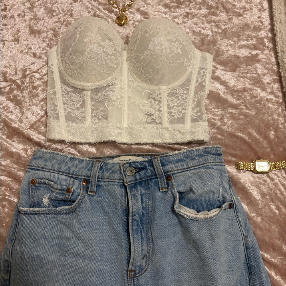 Amazon White Lace Crop Top